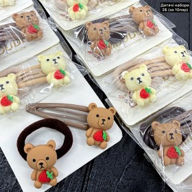 Дитячі набори 0046 «резиночка+заколка» (ціна за 10уп.)